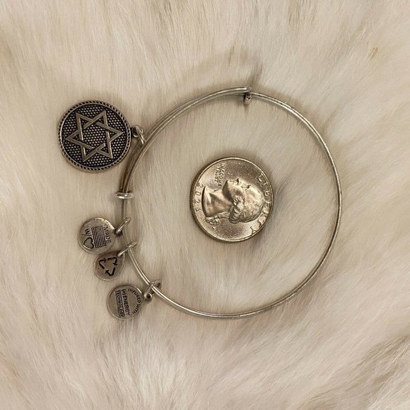 ALex and Ani Star of David Bangle Bracelet Silver Tone Metal Adjustable 6044 - Picture 10 of 12